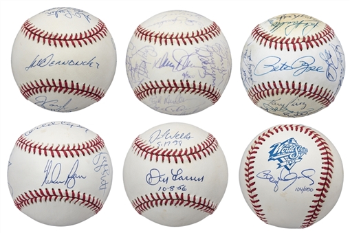 Lot of (6) Single & Multi Signed Baseballs Including 1986 Mets, 1997 Marlins & Class of 1999 HOF (Steiner & JSA)